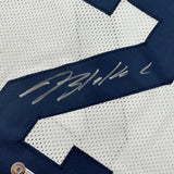Camiseta de fútbol americano universitario autografiada/firmada de Blake Corum, Michigan, color blanco, Beckett BAS COA