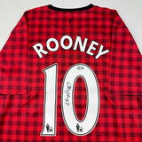 Camiseta de fútbol a cuadros roja del Manchester United autografiada/firmada por Wayne Rooney Beckett BAS COA