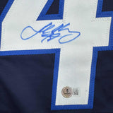 Camiseta de hockey azul Winnipeg de Josh Morrissey, enmarcada, autografiada y firmada, 35 x 39, Beckett BAS COA