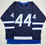Autographed/Signed Josh Morrissey Winnipeg Blue Hockey Jersey Beckett BAS COA