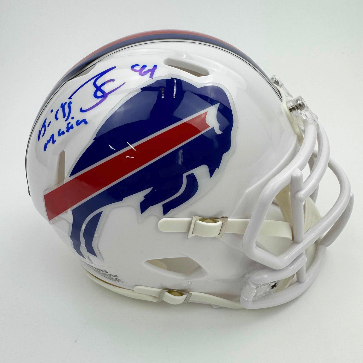 Casco de fútbol americano mini de los Buffalo Bills, autografiado y firmado por James Cook "Bills Mafia", JSA COA