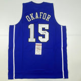 Camiseta de baloncesto universitaria azul Duke autografiada/firmada por Jahlil Okafor (JSA COA)