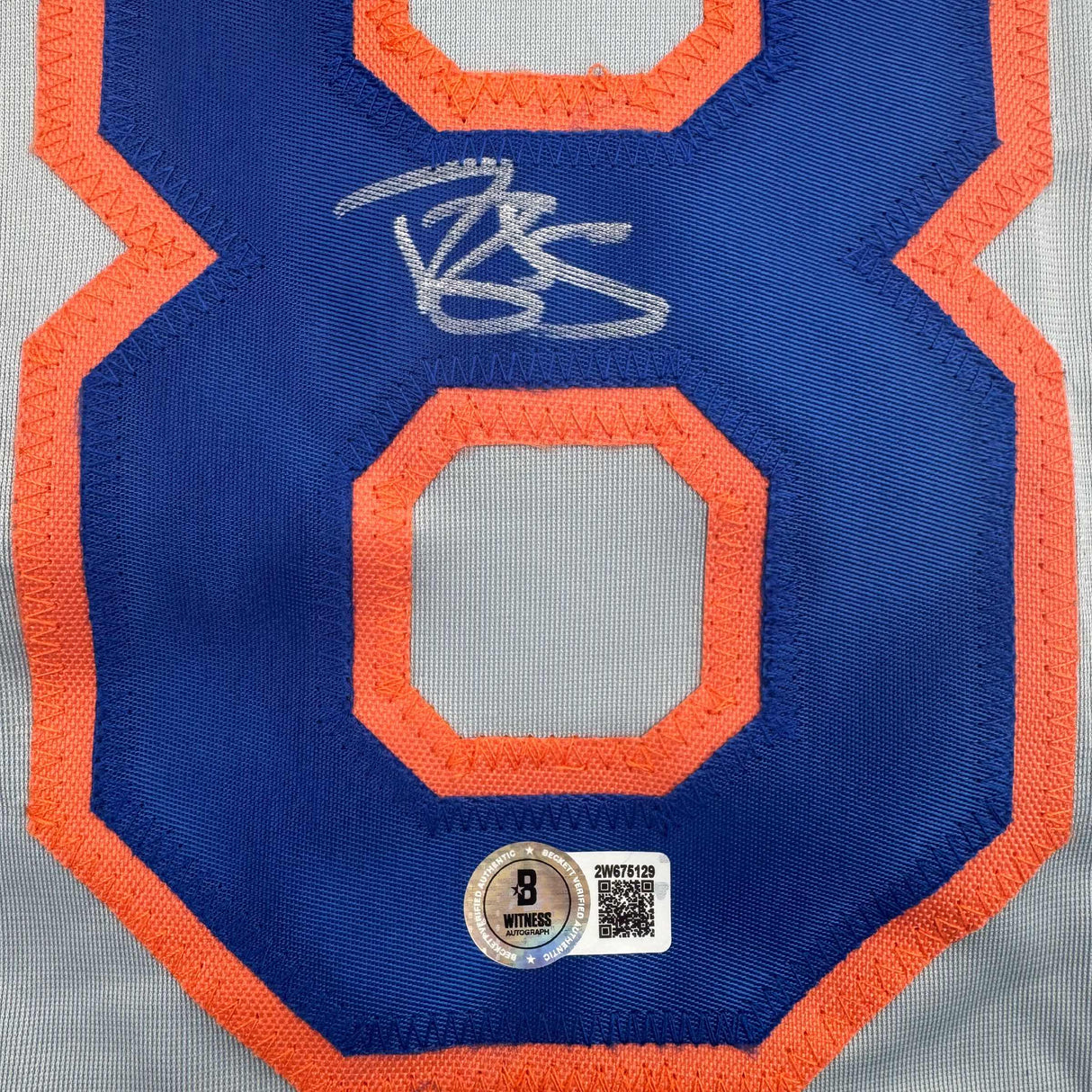 Camiseta de béisbol gris de Nueva York autografiada/firmada de Darryl Strawberry. PSA/Certificado de ADN.