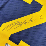 Camiseta de fútbol americano universitario azul de Michigan de Blake Corum autografiada/firmada Beckett BAS COA