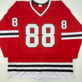 Camiseta de hockey roja de Chicago autografiada/firmada por Patrick Kane Beckett BAS COA