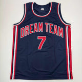 Camiseta de baloncesto del Dream Team de Larry Bird, azul, 1992, autografiada y firmada por Beckett BAS COA.