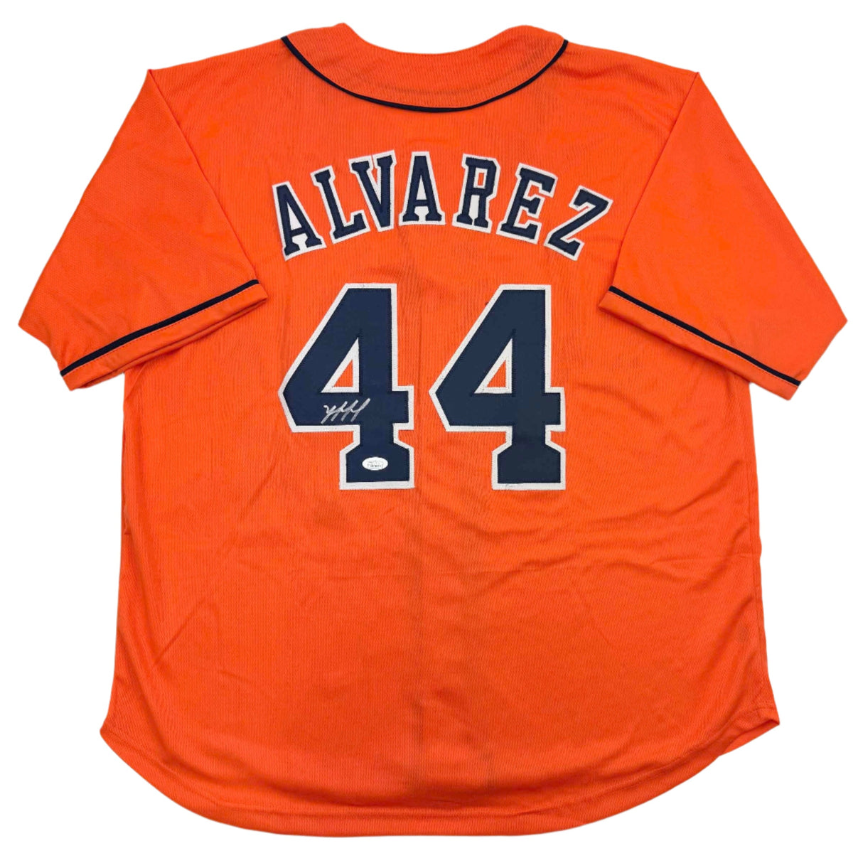 Camiseta de béisbol naranja de Houston autografiada/firmada por Yordan Alvarez (JSA COA)