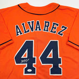 Camiseta de béisbol naranja de Houston autografiada/firmada por Yordan Alvarez (JSA COA)