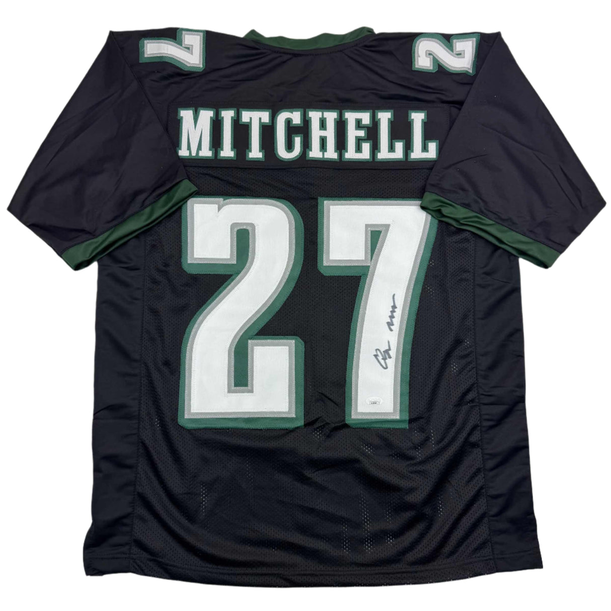 Camiseta de fútbol negra de Filadelfia autografiada/firmada por Quinyon Mitchell (JSA COA)
