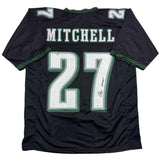 Camiseta de fútbol negra de Filadelfia autografiada/firmada por Quinyon Mitchell (JSA COA)