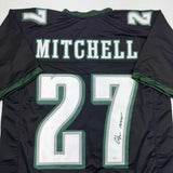 Camiseta de fútbol negra de Filadelfia autografiada/firmada por Quinyon Mitchell (JSA COA)
