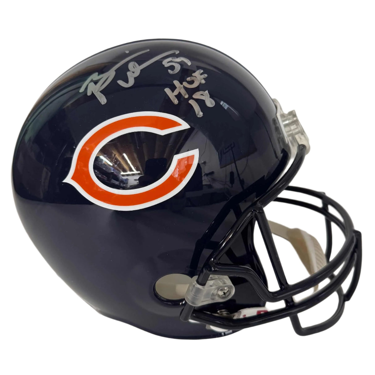 Casco de fútbol americano autografiado/firmado por Brian Urlacher HOF 18 Chicago Bears, réplica de tamaño completo FS F/S Beckett BAS COA