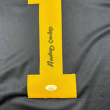 Framed Autographed/Signed Anthony Carter 35x39 Michigan Blue College Football Jersey JSA COA