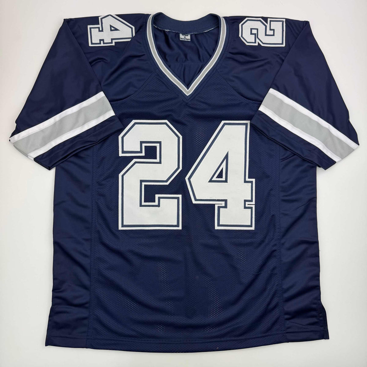 Camiseta de fútbol azul de Dallas de Larry Brown autografiada/firmada Beckett BAS COA
