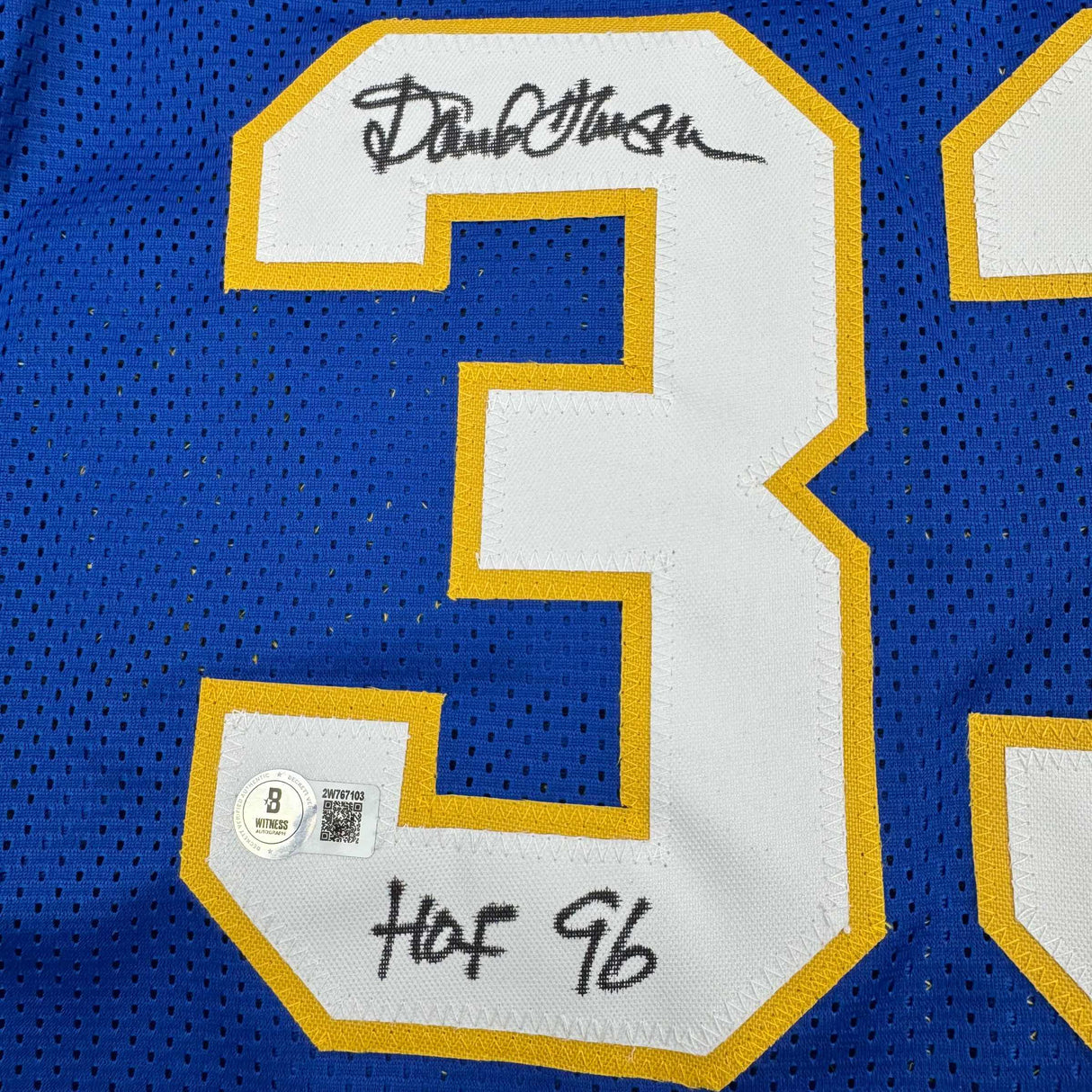 Camiseta de baloncesto retro azul arcoíris de Denver del Salón de la Fama del 96 autografiada/firmada por David Thompson Beckett BAS COA