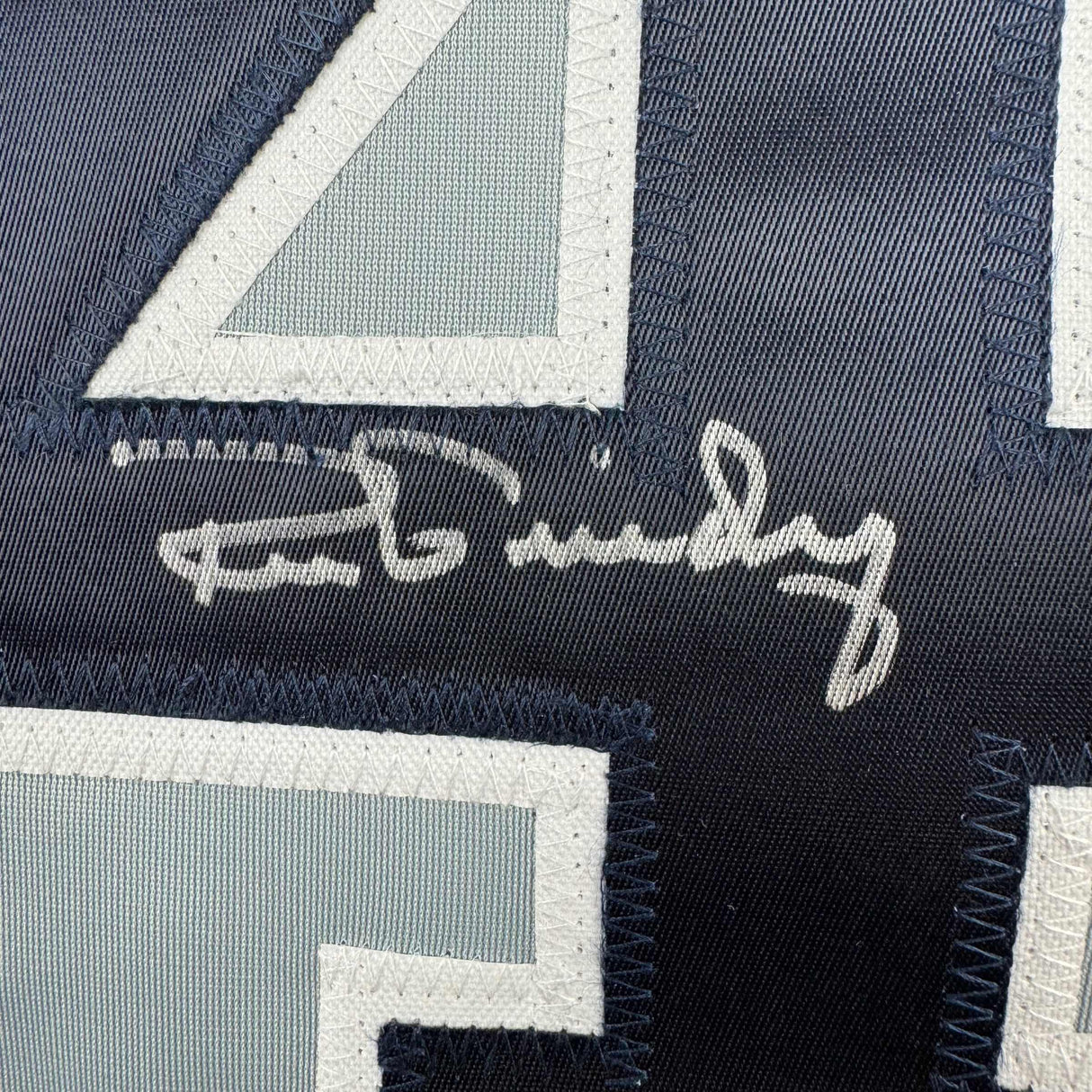 Framed Autographed/Signed Ron Guidry 35x39 New York Grey Baseball Jersey Beckett BAS COA
