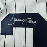 Autographed/Signed David Cone New York Pinstripe Baseball Jersey Beckett BAS COA