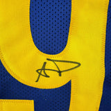 Camiseta de fútbol azul de Los Ángeles autografiada/firmada por Aaron Donald Beckett BAS COA