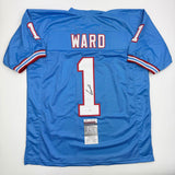 Autographed/Signed Cameron Cam Ward Tennessee Retro Light Blue Football Jersey JSA COA