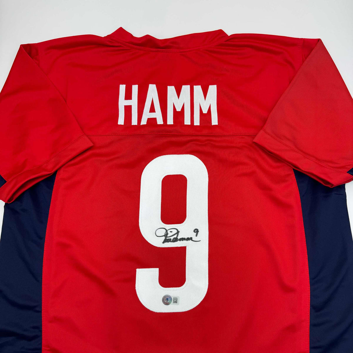 Camiseta roja de la selección de fútbol de Estados Unidos de Mia Hamm autografiada/firmada por Beckett BAS COA para la Copa del Mundo