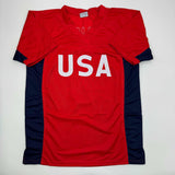 Camiseta roja de la selección de fútbol de Estados Unidos de Mia Hamm autografiada/firmada por Beckett BAS COA para la Copa del Mundo