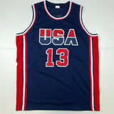 Autographed/Signed Chris Mullin 1992 Dream Team USA Olympics Blue Basketball Jersey JSA COA