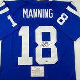 Camiseta de fútbol azul auténtica de los Indianapolis Colts autografiada/firmada por Peyton Manning (CoA)