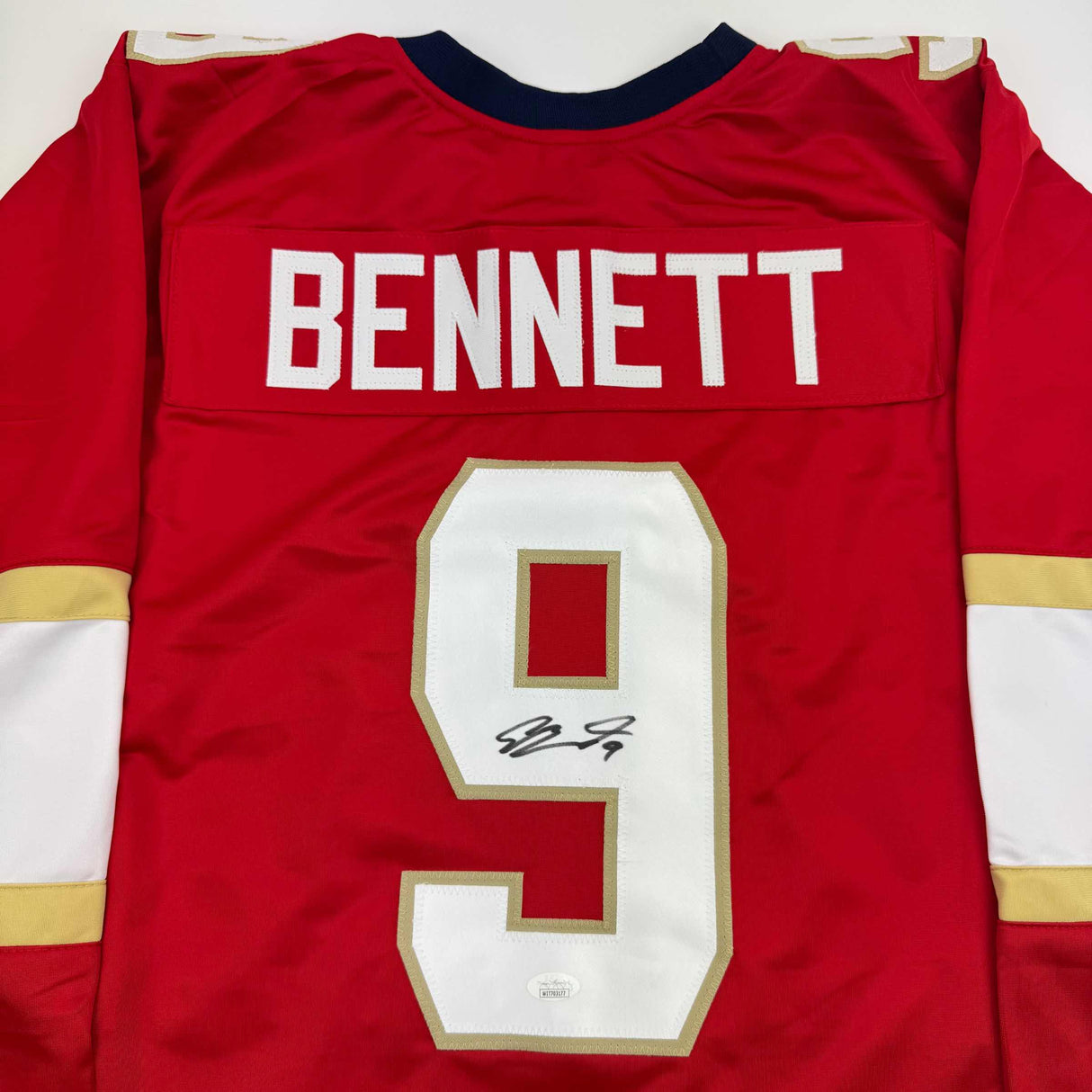 Camiseta de hockey roja de Florida de Sam Bennett autografiada/firmada JSA COA