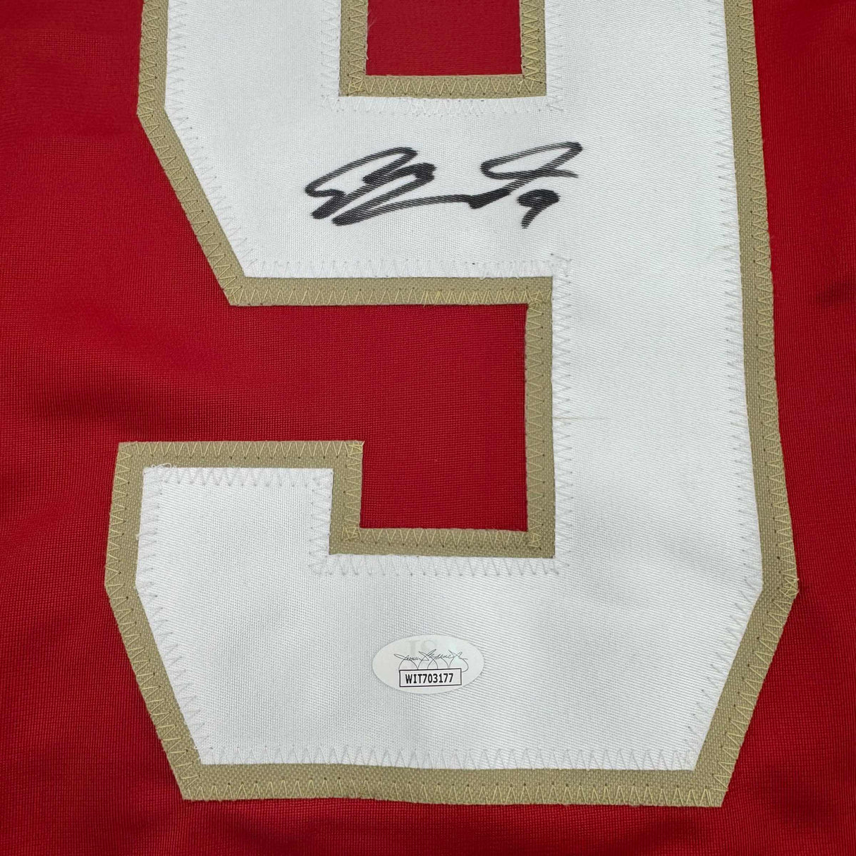 Camiseta de hockey roja de Florida de Sam Bennett autografiada/firmada JSA COA
