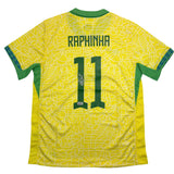 Camiseta de fútbol amarilla de Brasil autografiada/firmada por Raphinha Raphael Belloli Beckett BAS COA