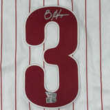 Camiseta de béisbol auténtica de rayas de los Philadelphia Phillies autografiada y firmada por Bryce Harper. Fanáticos y MLB COA.