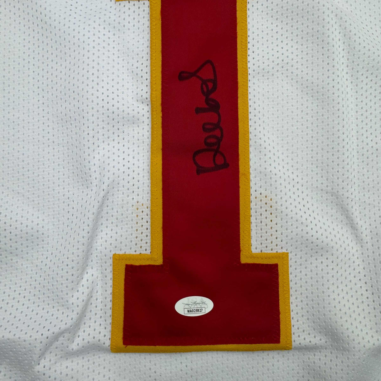 Camiseta de fútbol blanca autografiada/firmada por Deebo Samuel Washington JSA COA