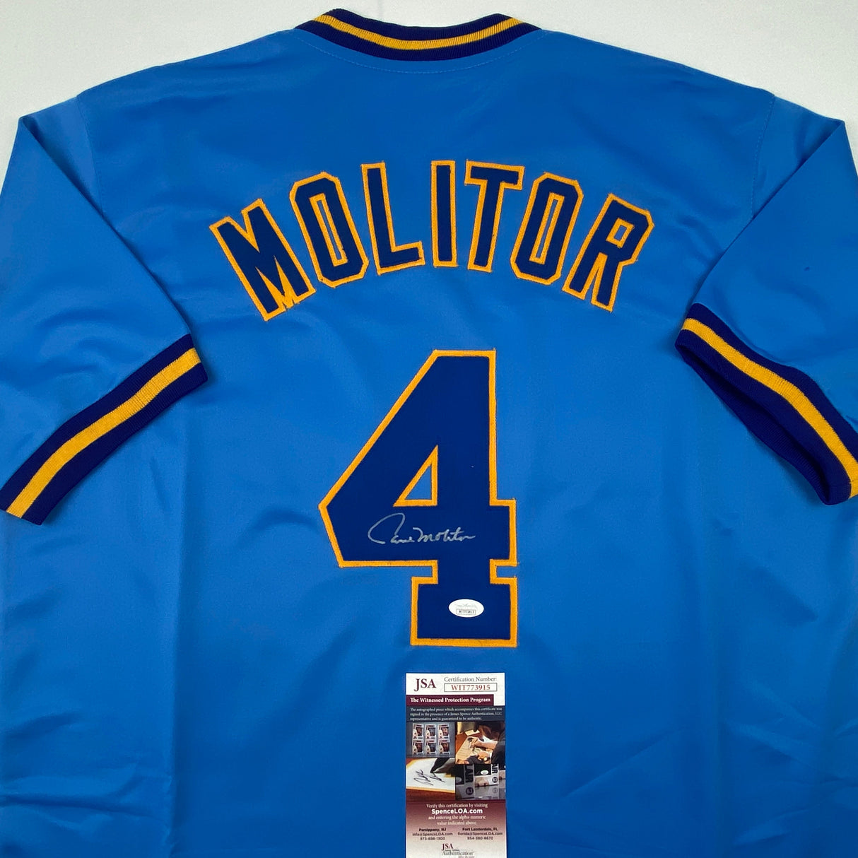 Autographed/Signed Paul Molitor Milwaukee Blue Baseball Jersey JSA COA