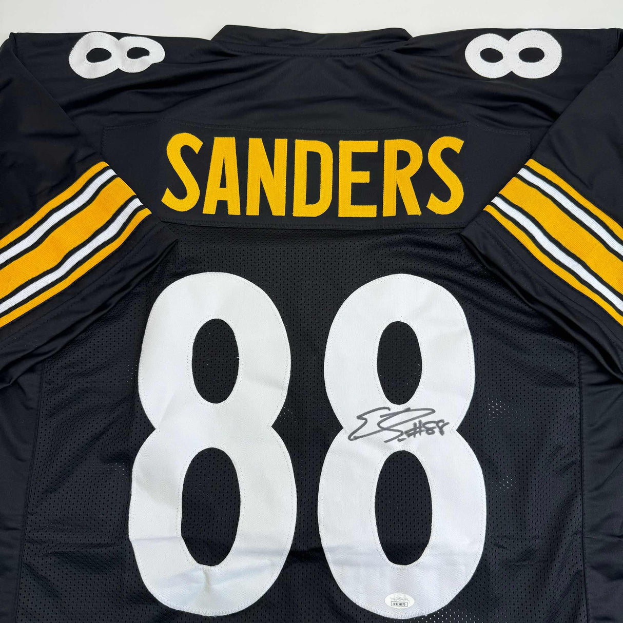 Camiseta de fútbol americano negra de Pittsburgh autografiada/firmada por Emmanuel Sanders (JSA COA)