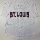 Camiseta de béisbol blanca de St. Louis de Yadier Molina autografiada y firmada por Beckett BAS COA