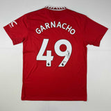 Camiseta de fútbol roja del Manchester United autografiada/firmada por Alejandro Garnacho Beckett BAS COA