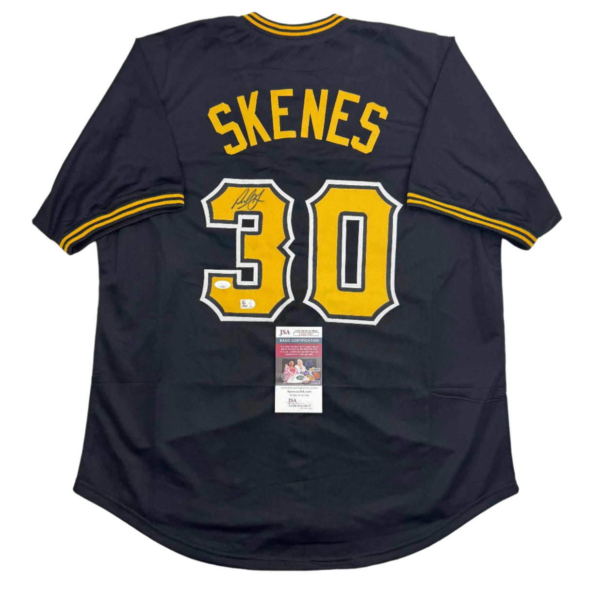 Camiseta de béisbol negra de Pittsburgh autografiada/firmada por Paul Skenes (JSA COA)