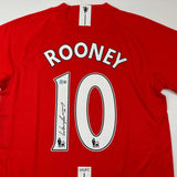 Camiseta de fútbol roja del Manchester United 2008 de Wayne Rooney autografiada y firmada por Beckett BAS COA