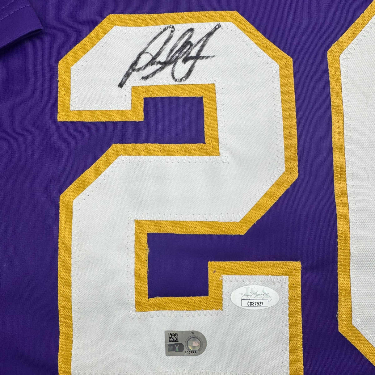 Camiseta de béisbol morada de LSU College autografiada/firmada por Paul Skenes (JSA COA)