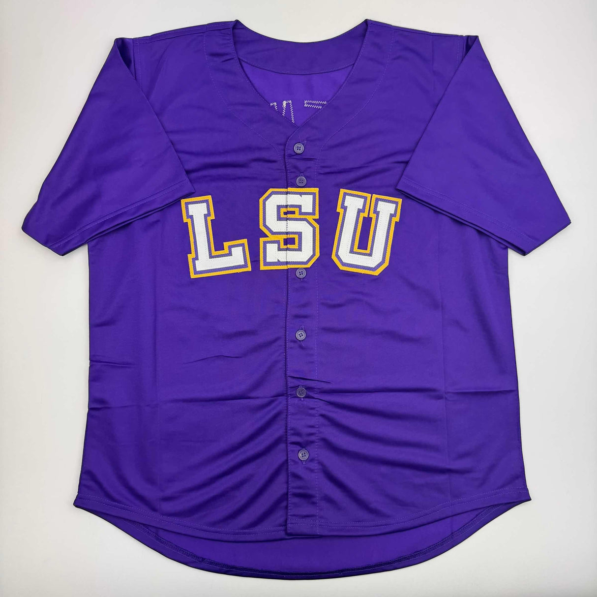 Camiseta de béisbol morada de LSU College autografiada/firmada por Paul Skenes (JSA COA)