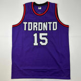 Camiseta de baloncesto morada de Toronto autografiada/firmada por Vince Carter. PSA/Certificado de ADN.