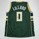 Camiseta de baloncesto verde de Milwaukee de Damian Lillard autografiada/firmada Beckett BAS COA #2