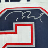 Framed Autographed/Signed Tom Brady 35x39 New England Patriots White Authentic Nike Limited Football Jersey Fanatics COA