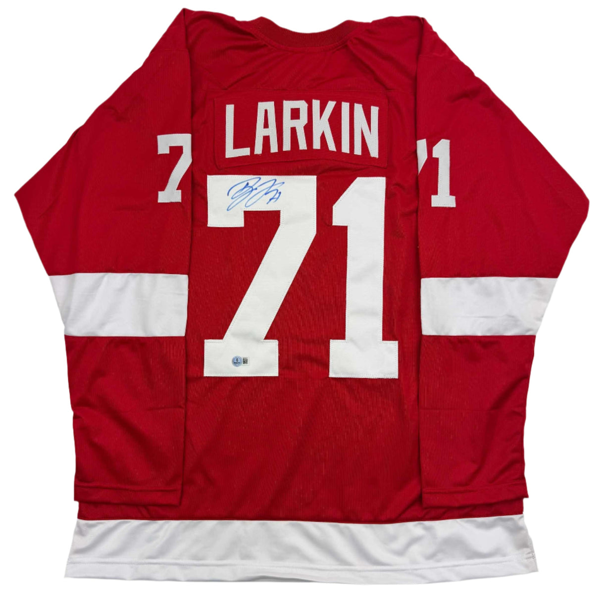Camiseta de hockey autografiada/firmada de Dylan Larkin Detroit Red Beckett BAS COA
