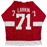 Camiseta de hockey autografiada/firmada de Dylan Larkin Detroit Red Beckett BAS COA