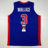 Camiseta de baloncesto azul de Detroit autografiada/firmada por Ben Wallace JSA COA