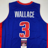 Camiseta de baloncesto azul de Detroit autografiada/firmada por Ben Wallace JSA COA