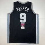Camiseta de baloncesto negra de San Antonio autografiada y firmada por Tony Parker (JSA COA)