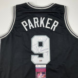 Camiseta de baloncesto negra de San Antonio autografiada y firmada por Tony Parker (JSA COA)