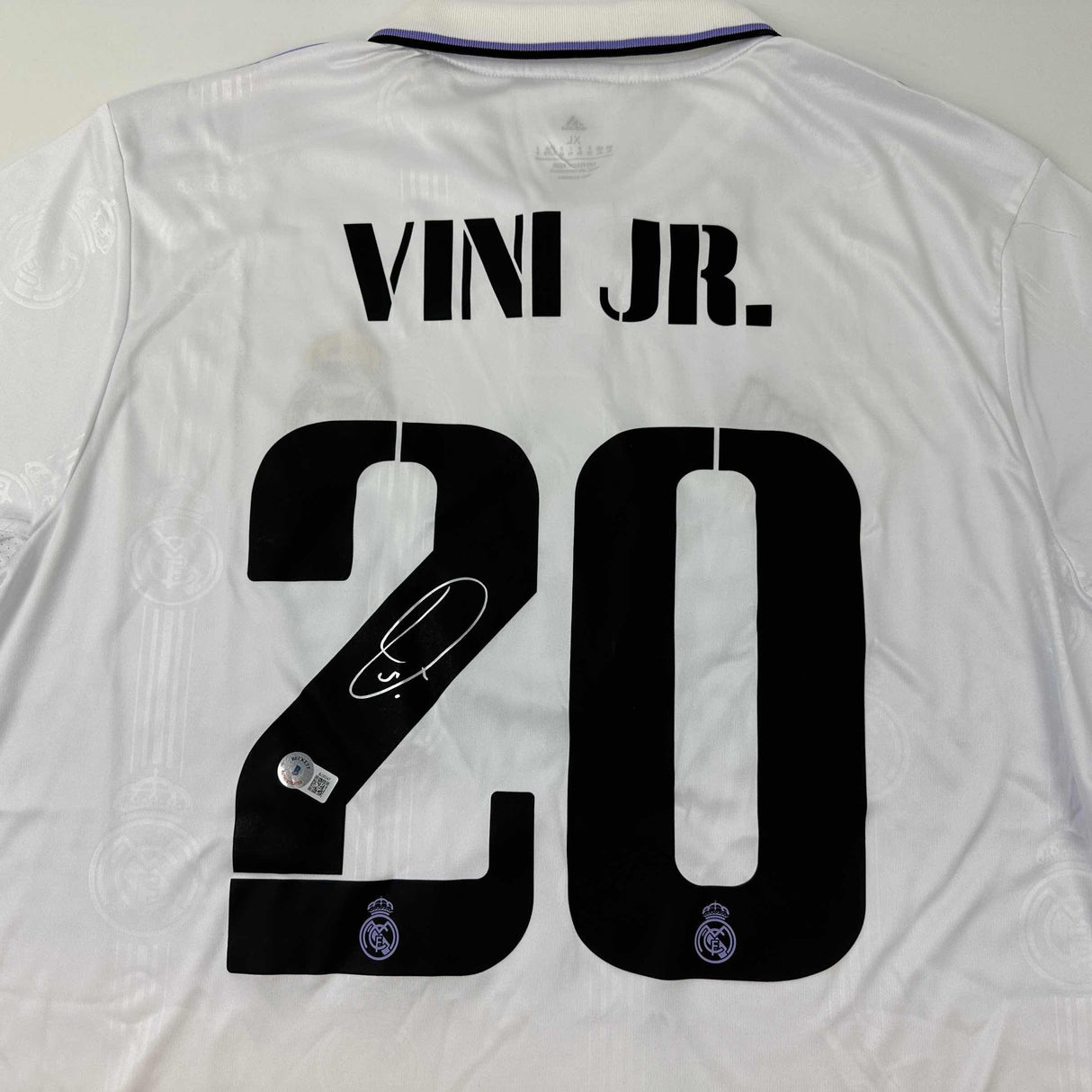 Autographed/Signed Vini Vinicius Jr. Real Madrid 2022-23 White Soccer Jersey Beckett BAS COA